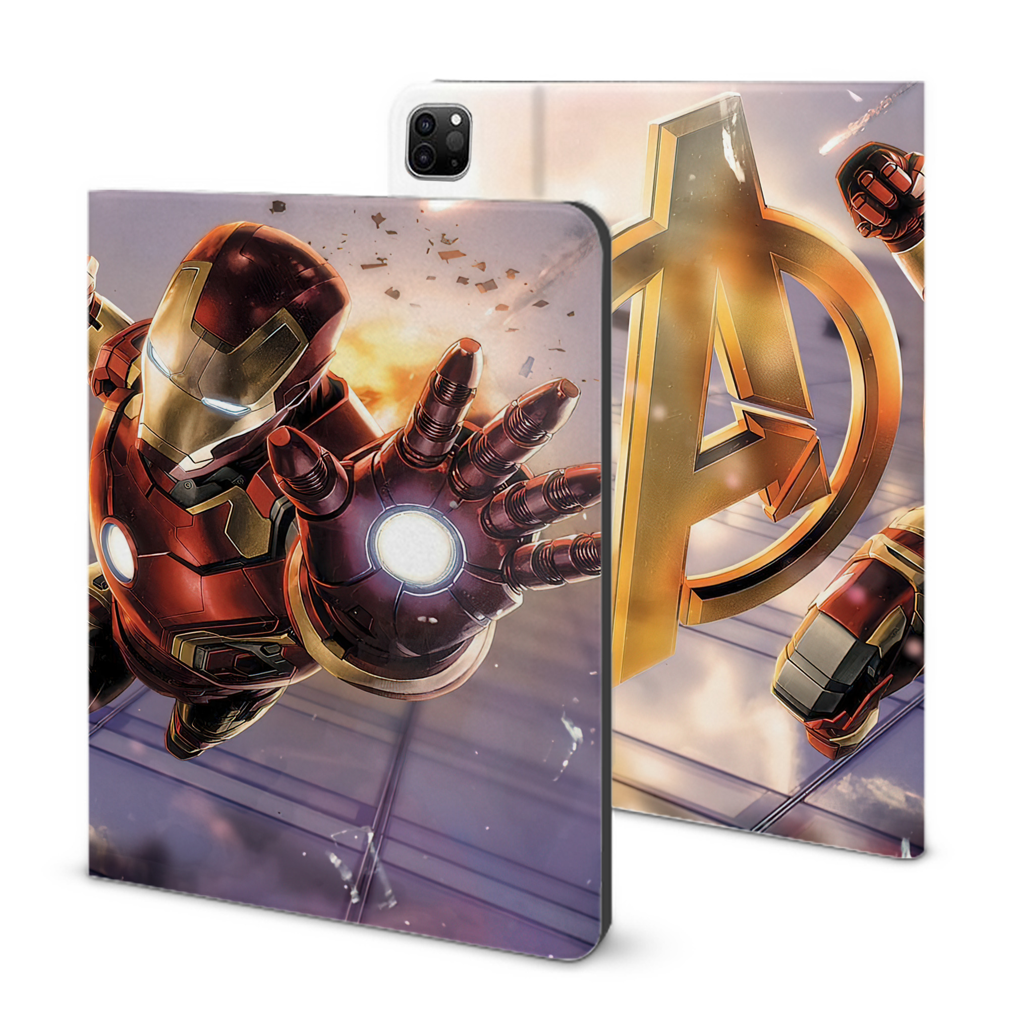 （画像用） アベンジャーズ The Avengers IPad ケース ブック型 PUレザー TPU 耐衝撃 軽量 薄型 ペン収納なし 全面保護 IPad 各モデル対応